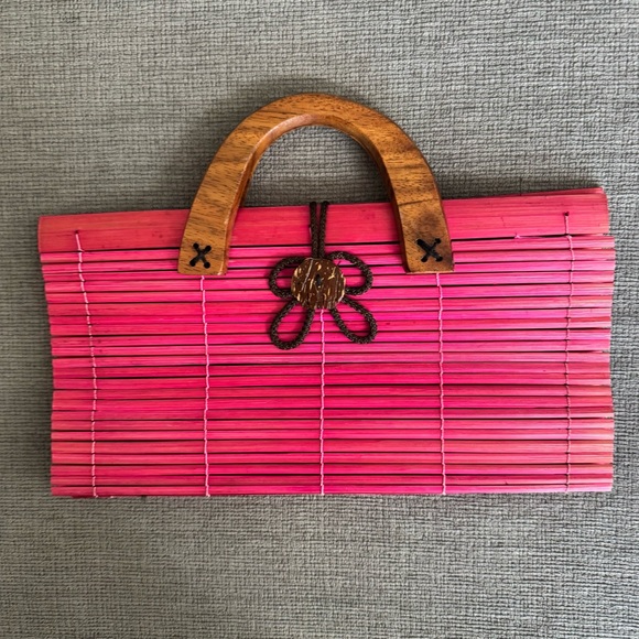 One of a kind pink wooden clutch bag - Picture 4 of 4